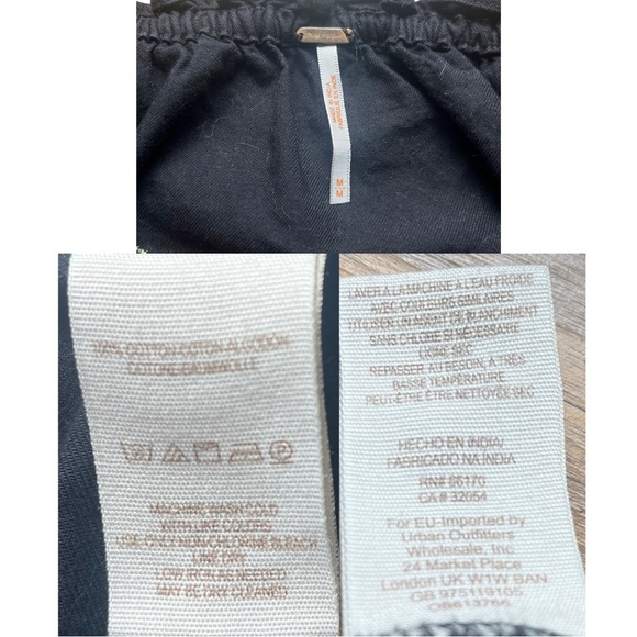 Free People Black Embroidered Off Shoulder Boho Mini Dress Tunic M - Picture 8 of 8